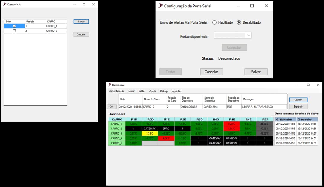 imagens da interface do dynamox train